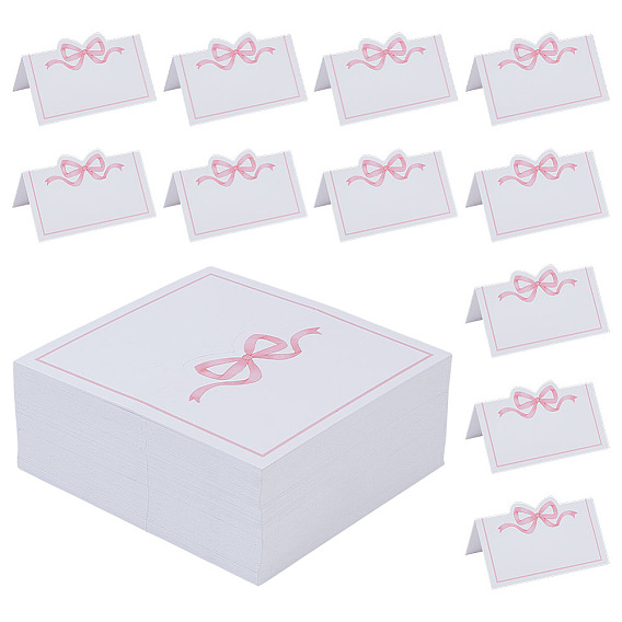 180шт. бумажных карточек для рассадки гостей с бантиками, именные карточки для сервировки праздничного стола, прямоугольные