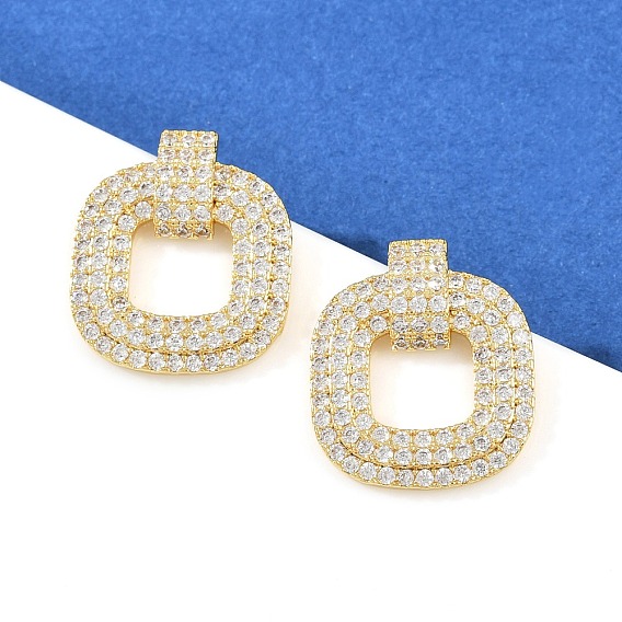 Серьги-гвоздики из латунного микро-паве, квадратный