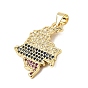 Brass Micro Pave Colorful Cubic Zirconia Pendants, Map Charms, Rack Plating, Long-Lasting Plated, Cadmium Free & Lead Free