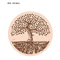 Carved Wood Round Sheets, for Home Display Decoration, Tree/Compass/Skull/Car/Heart/Olive Branch/Cat Pattern