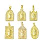 Golden Brass Micro Pave Clear Cubic Zirconia Pendants