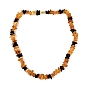 Natural Amber Chip Beaded Necklaces, with Brass Clasps