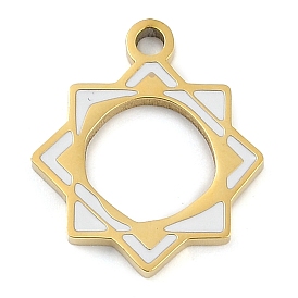 304 подвески из нержавеющей стали, с эмалью, золотые, цветочный шарм