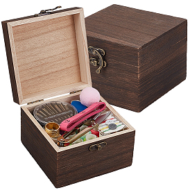 Sewing & Knitting Tools Kits, including Sewing Needle Devices, Button, Needle box, Safety Pin, Scissor, Ruler, Sewing Thimble Finger Protector, Pin, Treard, Pom Pom Ball, Wood Box