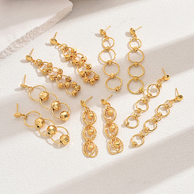 Элегантные и универсальные серьги-гвоздики из латуни, кольцо цепочка шарм