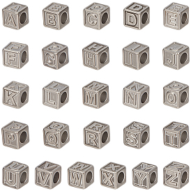 26 шт. 26 стили 304 кубические бусины из нержавеющей стали, Письмо ~ Z