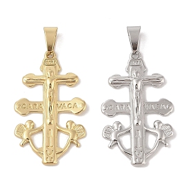 PVD Vacuum Plating 304 Stainless Steel Pendants, Crucifix Cross Charm, Religion