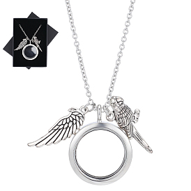 Colgante de medallón de loro con alas de aleación 304 Collares de cadena de cable de acero inoxidable para mujeres