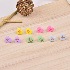 Смола серьги, сердце со словом