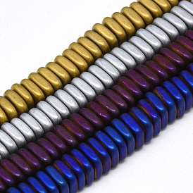 Electroplate Non-magnetic Synthetic Hematite Beads Strands, Matte Style, Square Heishi Beads