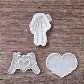 DIY Skull Theme Pendant/Cabochon Silicone Molds, Resin Casting Molds, For UV Resin, Epoxy Resin Jewelry Making, Heart/Lover/Victory Gesture