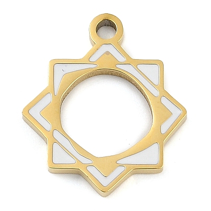 304 подвески из нержавеющей стали, с эмалью, золотые, цветочный шарм