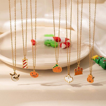 Хэллоуин 304 эмалированные подвески из нержавеющей стали для женщин, золотые
