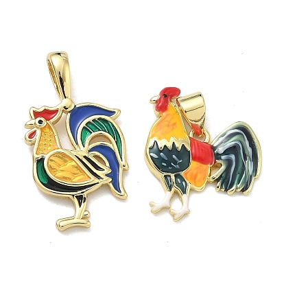 Латунные подвески, талисманы петуха, с эмалью, без кадмия и без свинца, стойки покрытие, долговечный