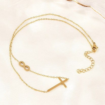 Религия 304 цепочки из нержавеющей стали с крестом-бесконечностью, ионное покрытие (ip), долговечный