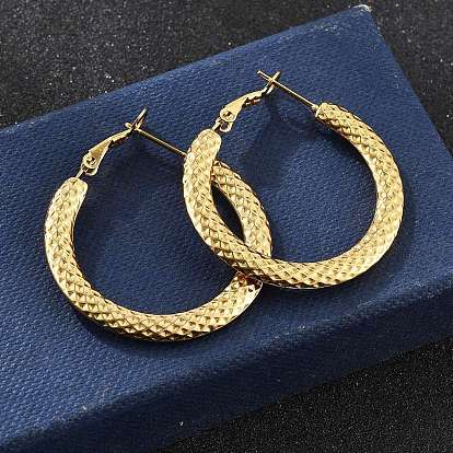 Серьги из 201 нержавеющей стали, с 304 штифтов из нержавеющей стали, ионное покрытие (ip), текстурированное кольцо