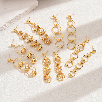 Элегантные и универсальные серьги-гвоздики из латуни, кольцо цепочка шарм