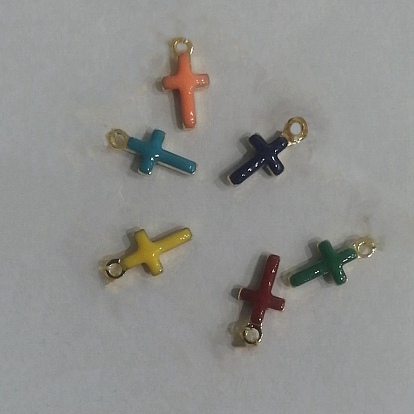 Подвески из латуни с эмалью в стойку, долговечный, без кадмия и без никеля, крестик
