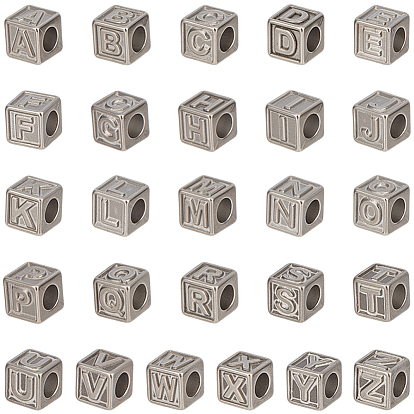 26 шт. 26 стили 304 кубические бусины из нержавеющей стали, Письмо ~ Z