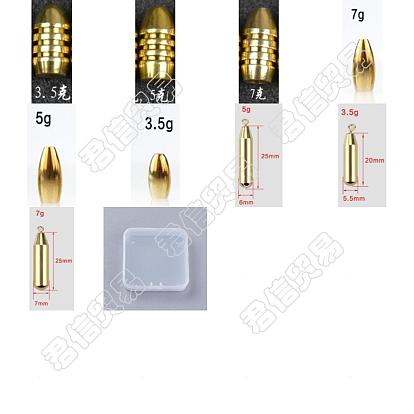SUPERFINDINGS 36 Pcs 9 Styles Brass Fishing Gear, Threaded Copper Bullet, Fishing Sinker, Fishing Weights Soft Lure Accessory