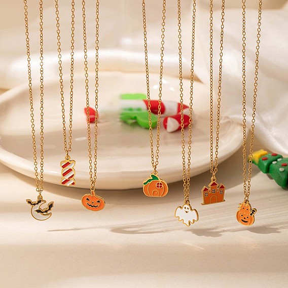 Хэллоуин 304 эмалированные подвески из нержавеющей стали для женщин, золотые
