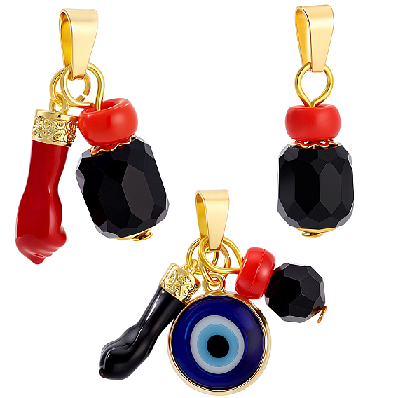 3 шт. подвески из латунной эмали и лэмпворка ручной работы и акрила, фурнитура из нержавеющей стали 