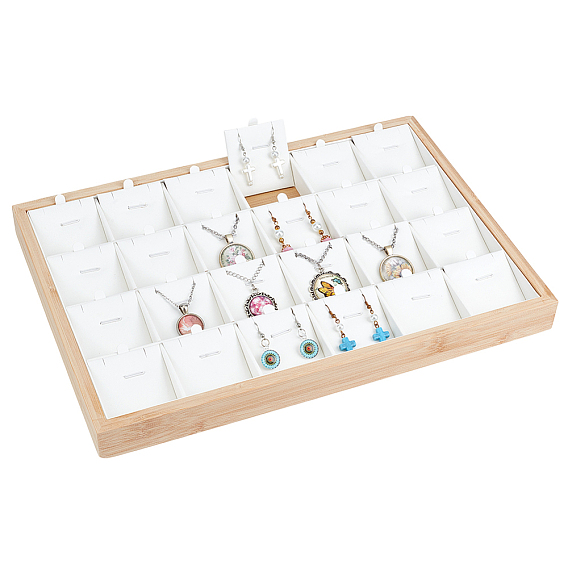 Подвесные подносы из бамбука с карточками из искусственной кожи, прямоугольные