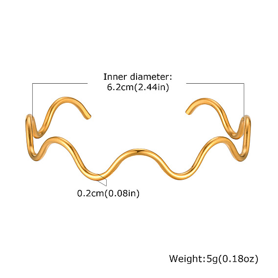 Волнообразные 304 браслеты-манжеты из нержавеющей стали