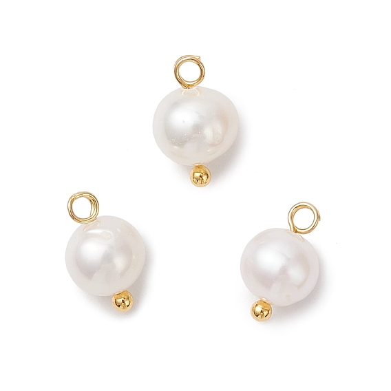 Круглые подвески из натурального культивированного пресноводного жемчуга, с 304 петлями из нержавеющей стали, кремово-белые