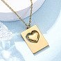 304 ожерелья из нержавеющей стали с подвеской в виде прямоугольника в форме сердца для женщин, ионное покрытие (ip)