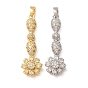 Brass Micro Pave Clear Cubic Zirconia Pendants, Teardrop & Flower Charms