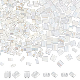 300 шт 2 стили 2-отверстие запекаемая краска стеклянные бусины, прямоугольные