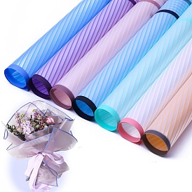 20 Sheets Stripe Pattern Waterproof Opp Gift Wrapping Paper, Square, Folded Flower Bouquet Wrapping Paper Decoration