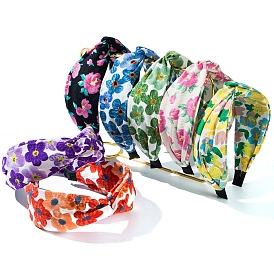 Flower Print Cloth Headband, Ruched Headband Wide Pleated Hairband, Simple Lady Hair Accessories