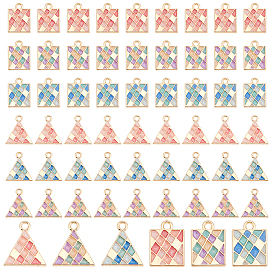 60Pcs 2 Style Alloy Enamel Pendants, Cadmium Free & Lead Free, Light Gold, Mixed Shapes