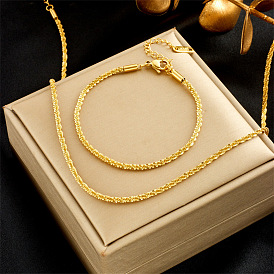 Ensemble de bracelet et collier à chaîne torsadée en acier titane de luxe minimaliste