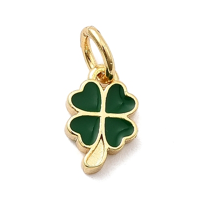 Латунь эмаль подвески, клевер амулеты, стойки покрытие, долговечный, без кадмия и без свинца, реальный 18 k позолоченный, с целью перехода в кольце