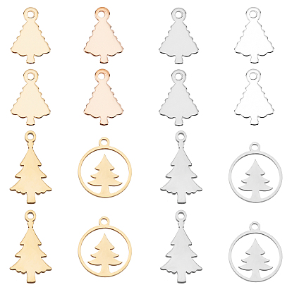 16 piezas 8 estilo 304 dijes de acero inoxidable, colgantes huecos, árboles de navidad