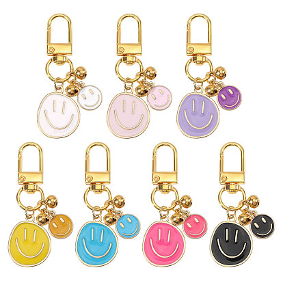 21 шт. 7 подвесные украшения из цветного сплава с эмалью, улыбающееся лицо, с поворотными застежками сплава, золотые