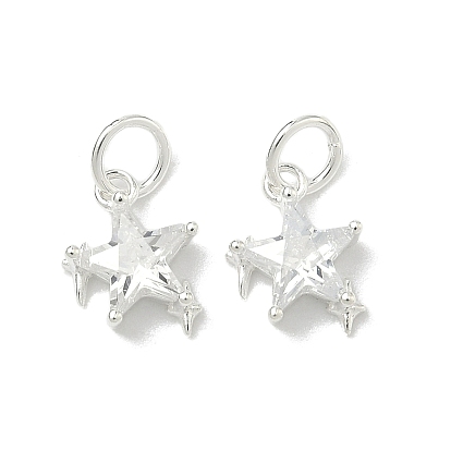 925 подвески в форме звезд из стерлингового серебра с прозрачным паве из циркония, с печатью 925