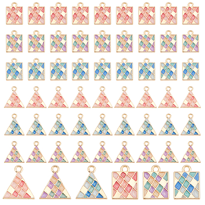 60Pcs 2 Style Alloy Enamel Pendants, Cadmium Free & Lead Free, Light Gold, Mixed Shapes