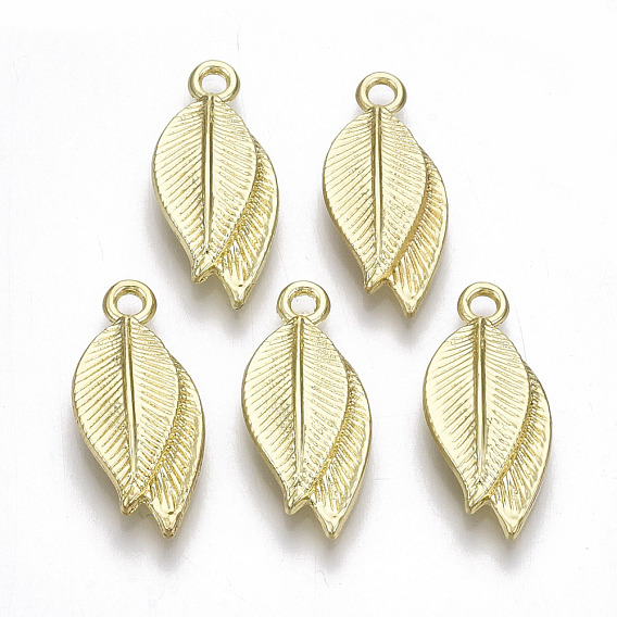 Rack Plating Alloy Pendants, Cadmium Free & Lead Free, Leaf