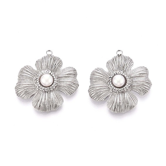 304 подвески из нержавеющей стали, с ABS имитации жемчуга, цветочный шарм