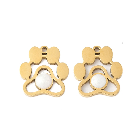 304 подвески из нержавеющей стали, отпечаток лапы, с пластмассовой жемчужиной abs, ионное покрытие (ip)