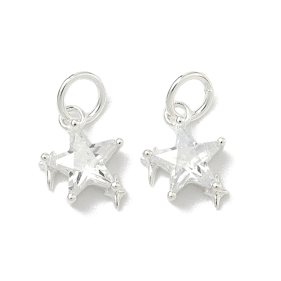 925 подвески в форме звезд из стерлингового серебра с прозрачным паве из циркония, с печатью 925