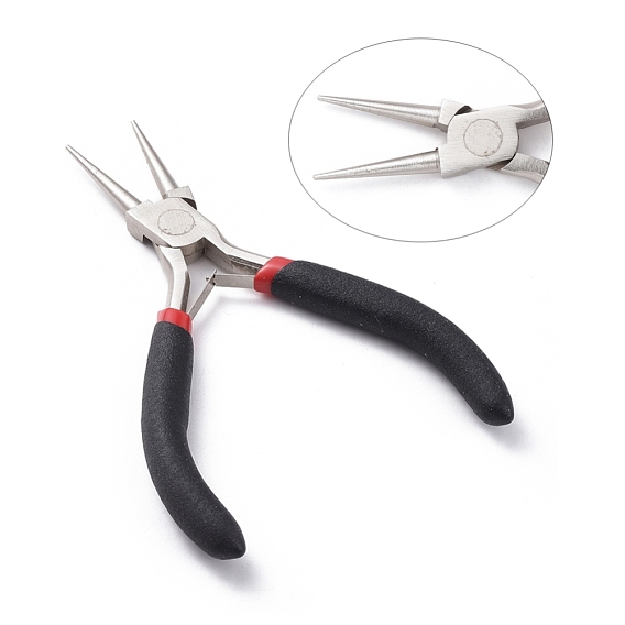 5 inch Carbon Steel Rustless Round Nose Pliers for Jewelry Making Supplies, Ferronickel, 125mm