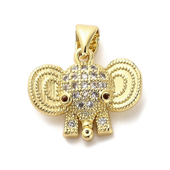 Латунные подвески, слон, с микро проложить кубического циркония, долговечный, без кадмия и без свинца, стойки покрытие