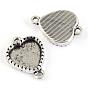 Tibetan Style Alloy Link Cabochon Settings, Cadmium Free & Lead Free, Heart