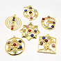 Mixed Chakra Alloy Gemstone Big Pendants, 49~63x22~59x5~13mm, Hole: 3mm