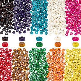 2000Pcs 10 Colors Wooden Beads, Flat Round